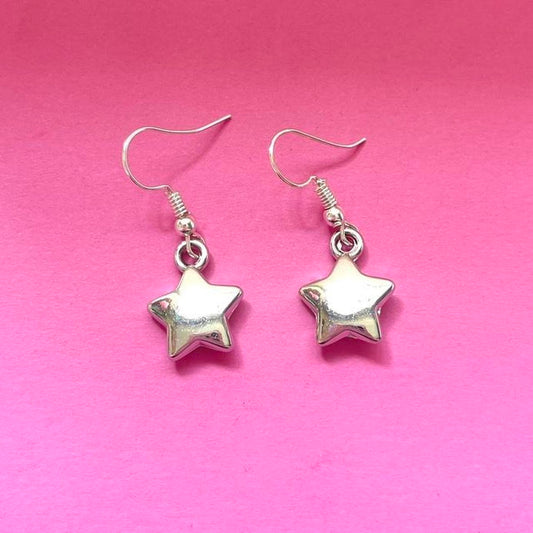 Puff star dangle earrings