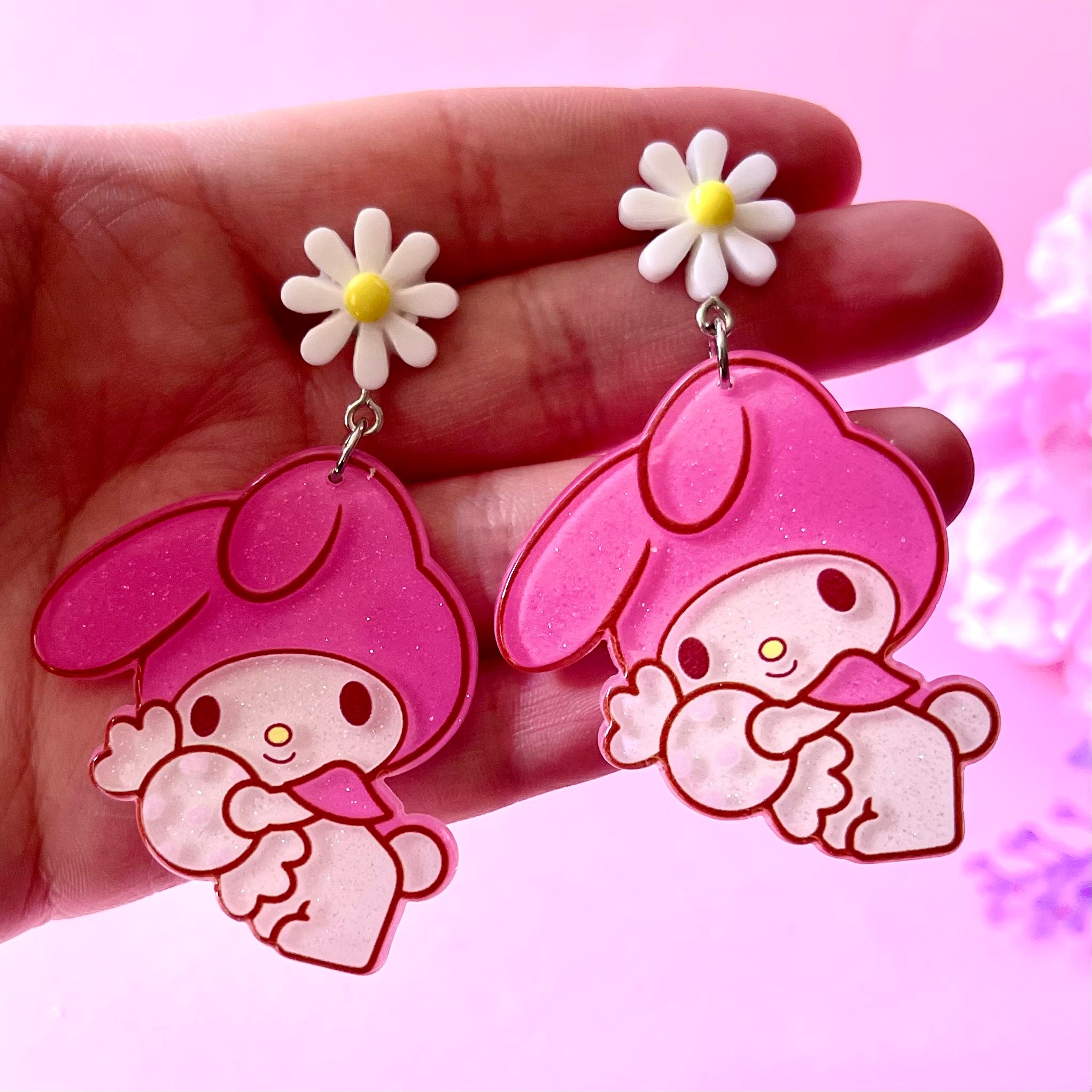 Orecchini Oversize My Melody – Design Ufficiale Sanrio In Lega Di Zinco Morbida E Ipoallergenica
